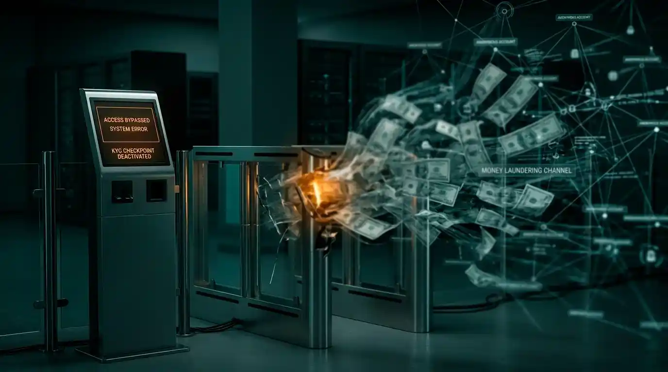 Illustration symbolising weak identity controls creating a money-laundering risk channel