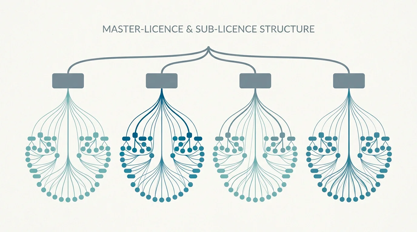Illustration of the old Curacao system with four master holders issuing many sub-licences