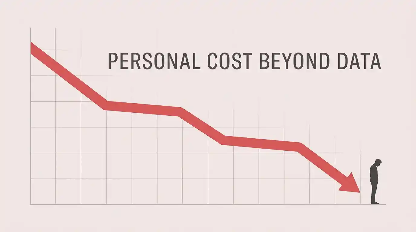 A line chart trending downward representing documented financial losses from offshore gambling harm
