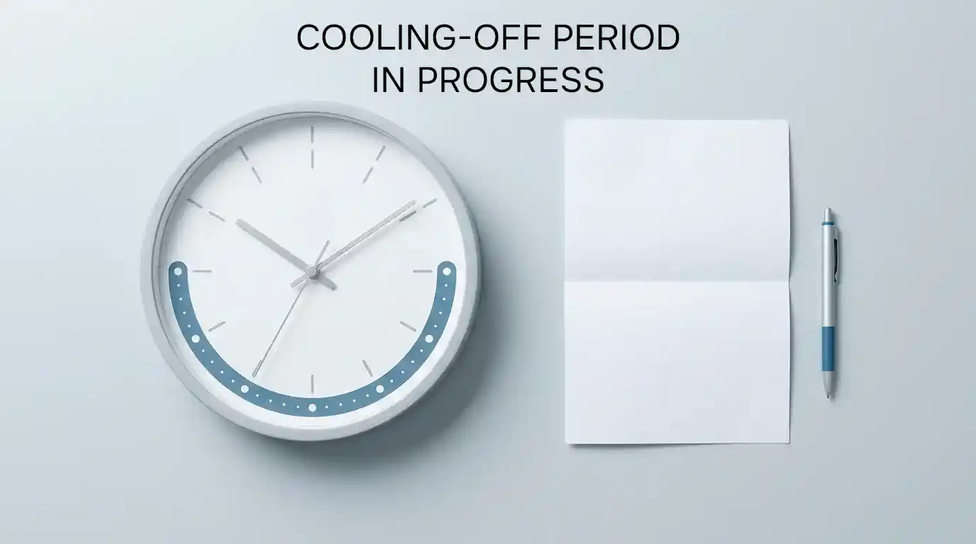 A clock showing a 24-hour cooling-off period during GamStop removal