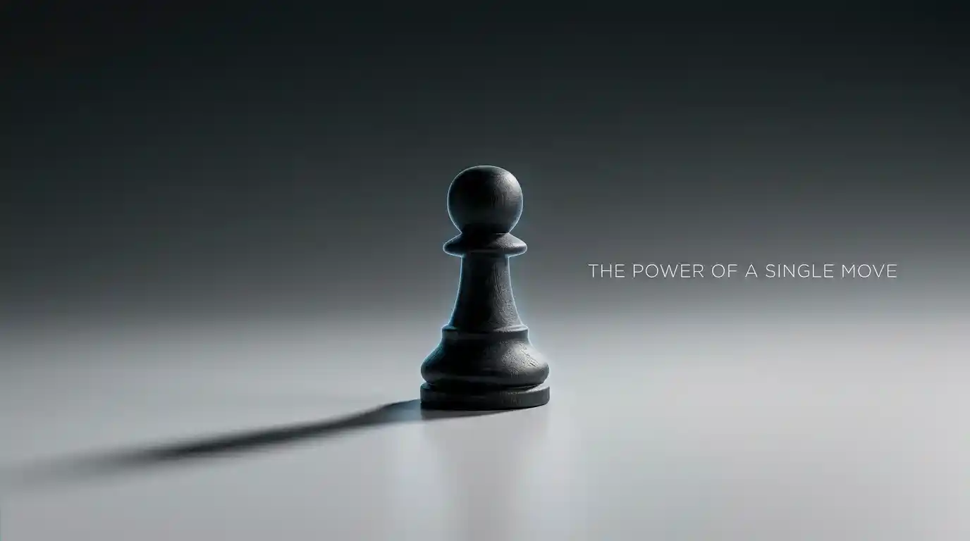 A single chess pawn on a grey gradient surface representing the player legal grey area