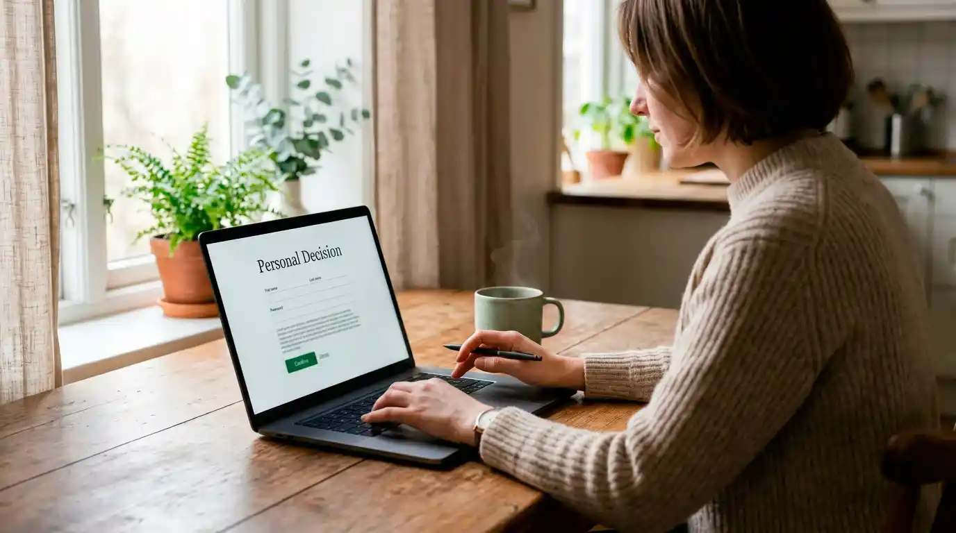 A person registering for self-exclusion on a laptop representing how GamStop works