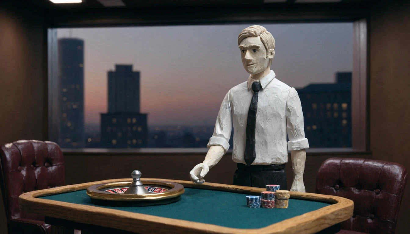 Live dealer casino studio with roulette table in a London setting