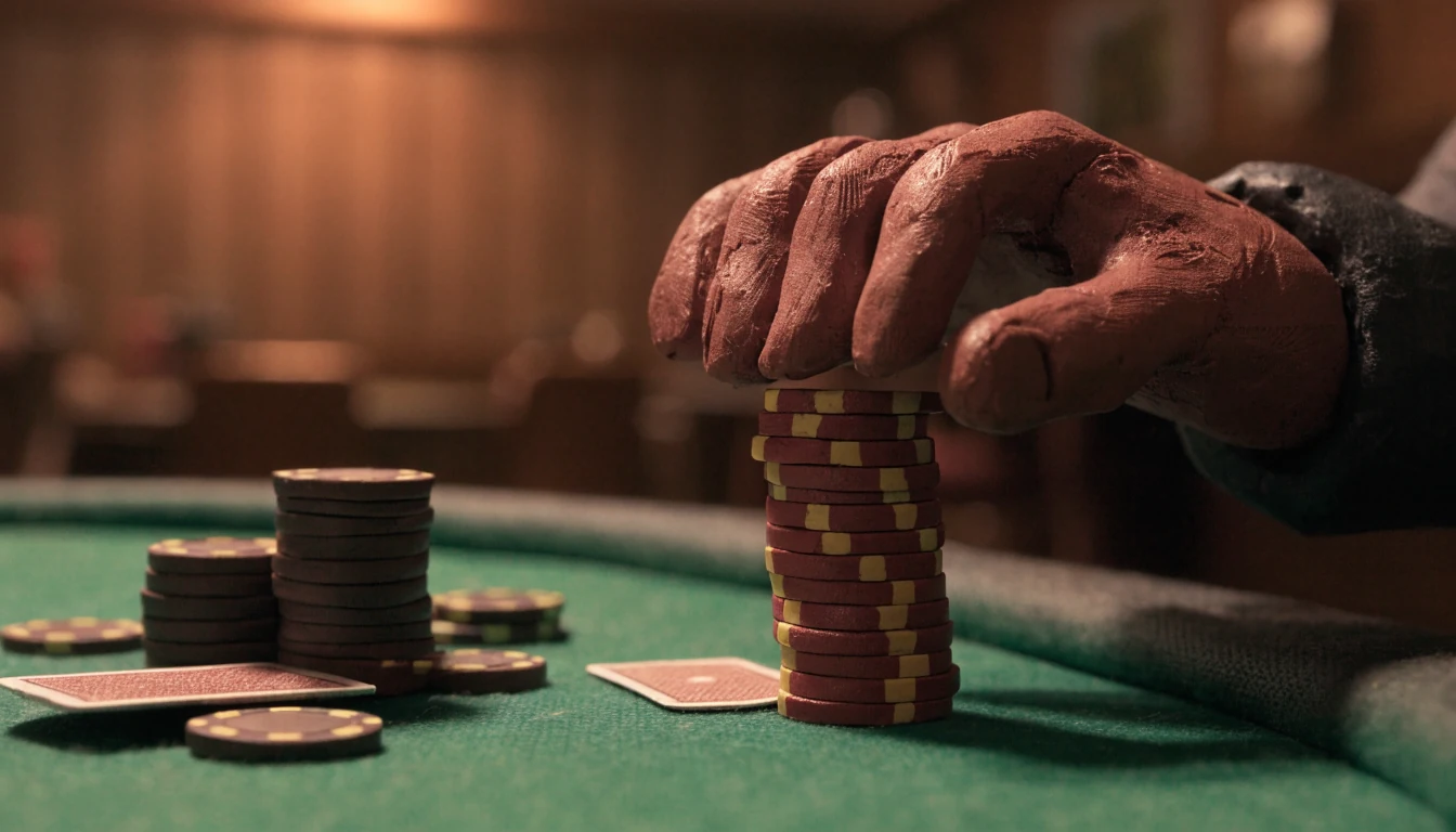 Hand returning cashback chips across a casino table in a UK lounge.