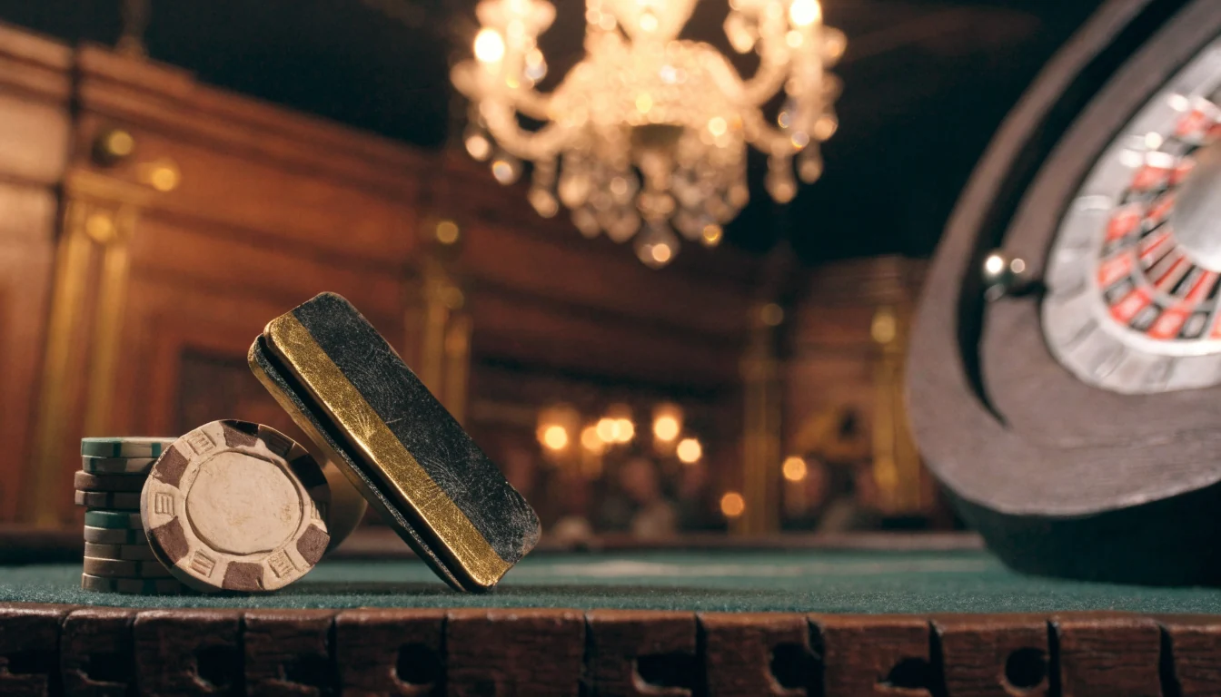 Premium charge card on a casino felt table with chips and warm London-style lighting
