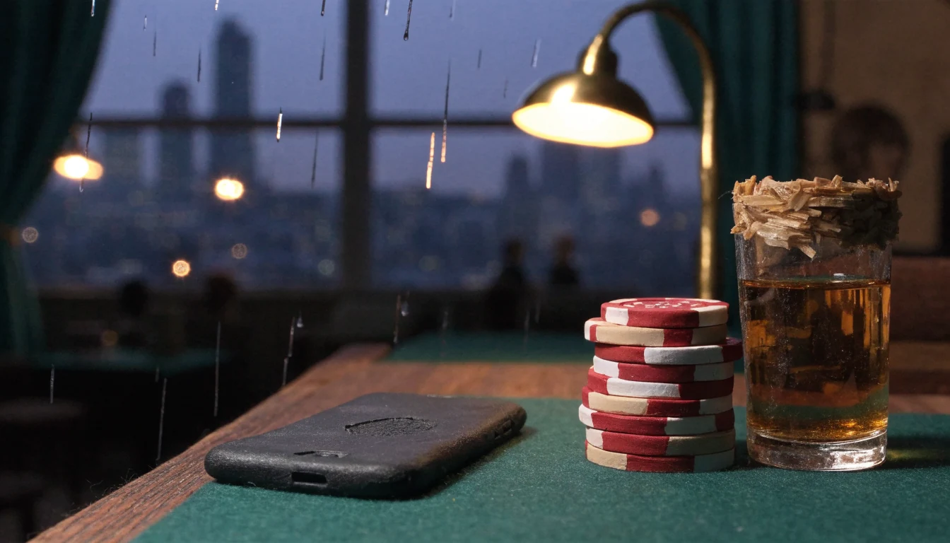 Smartphone on a coffee table in a UK living room, suggesting mobile casino play.