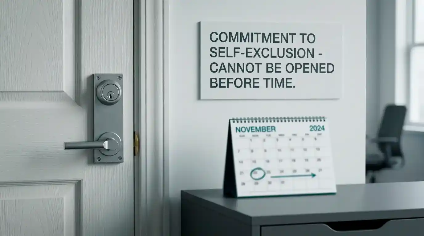 A locked door with a calendar, representing that GamStop cannot be ended early