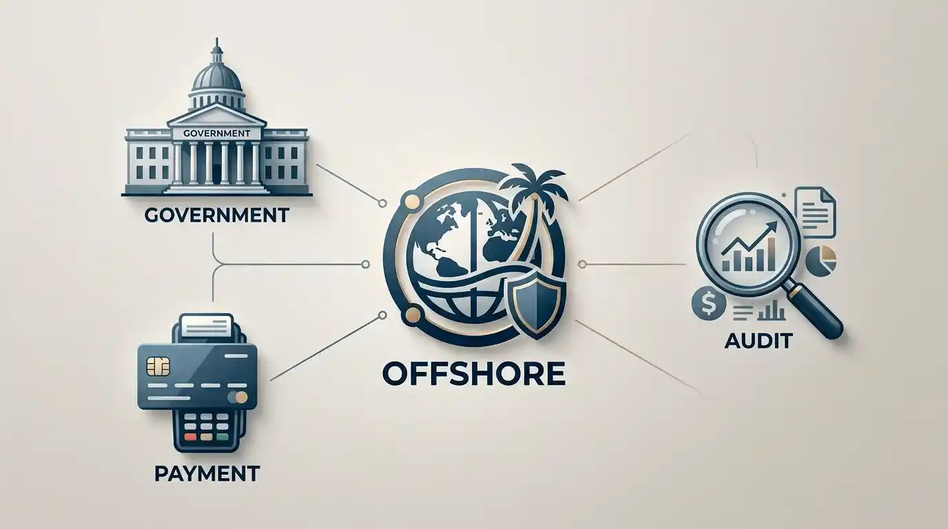 Conceptual image of UK enforcement bodies coordinating against unlicensed offshore gambling sites in 2026.